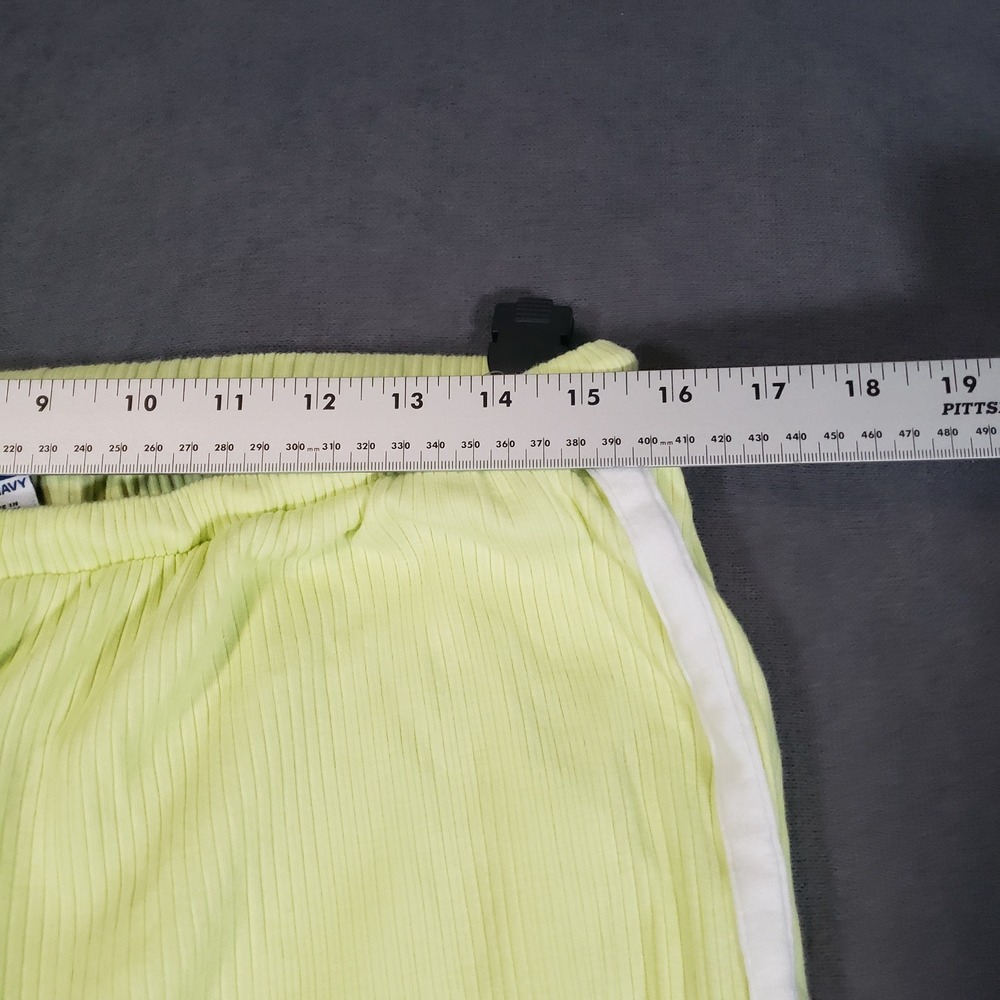 Old Navy Slouchy Barrel Pants Womens L Yellow Lime Ribbed Side Stripe Lounge - Picture 9 of 10